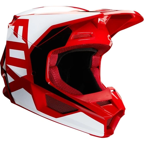 Fox Youth V1 Prix Helmet - White/Red - S - SKU:FO25478122S