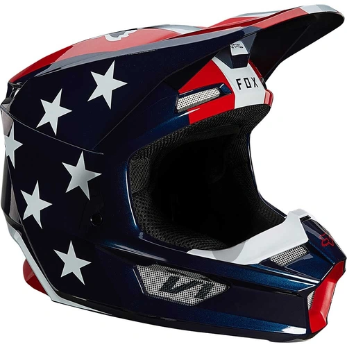 Fox V1 Ultra ECE Helmet - White/Blue/Red - 2XL - SKU:FO265735742X