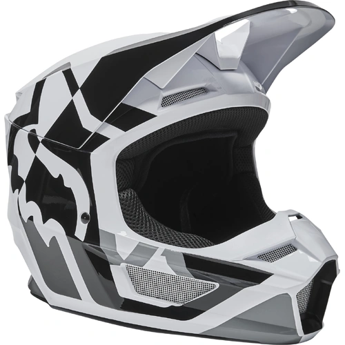Fox Youth V1 Lux ECE Helmet - Black/White - M - SKU:FO28356018M