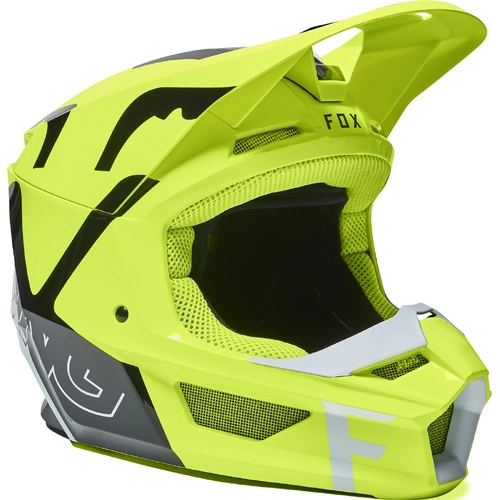 Fox Youth V1 Skew ECE Helmet - Fluro Yellow - S - SKU:FO28358130S