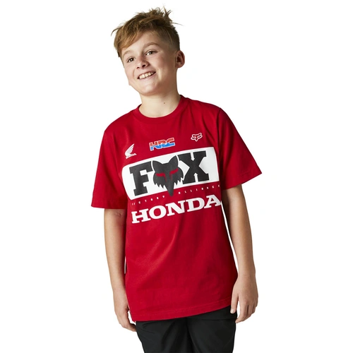 Fox Youth Honda SS Tee - Flame Red - L - SKU:FO29175122L