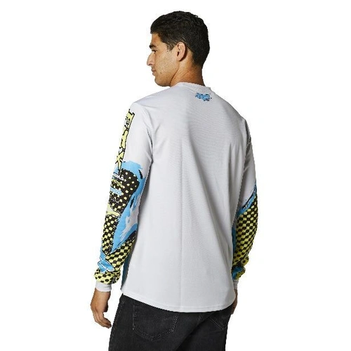 Fox Brushed Grey Blue Yellow Long Sleeve Jersey