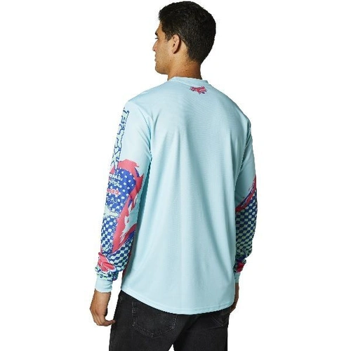 Fox Brushed Blue Red Long Sleeve Jersey