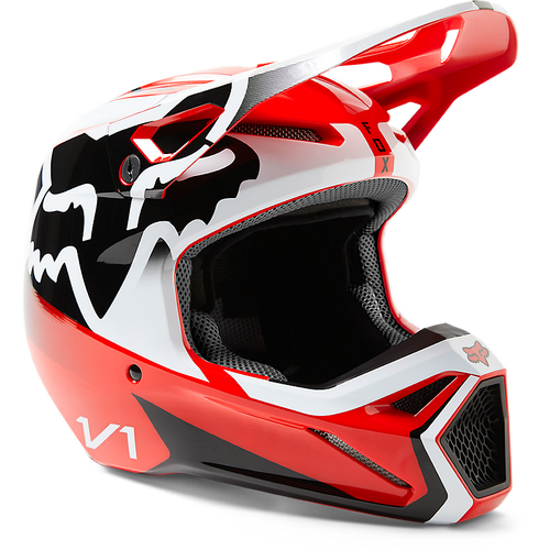 Fox V1 Leed DOT/ECE Helmet - Fluro Red