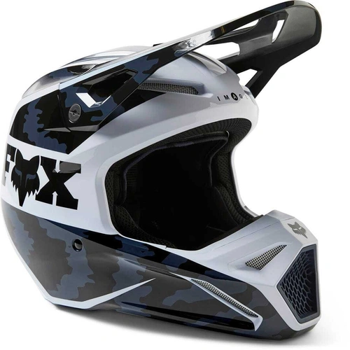 Fox V1 Nuklr Helmet - Black/White/Blue - 2XL - SKU:FO296630012X