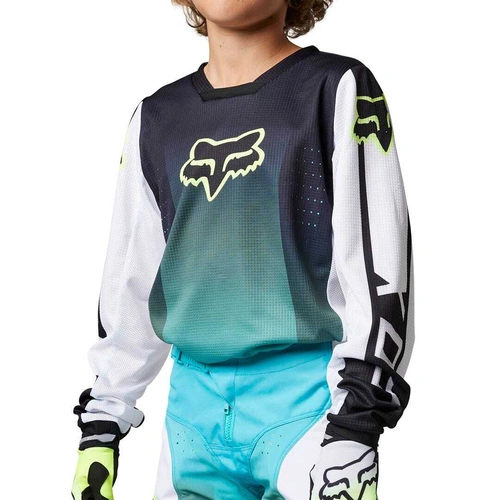 Fox 180 Leed Youth Jersey - Teal/Black/White