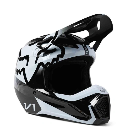 Fox Youth V1 Leed DOT/ECE Helmet - Black/White - M - SKU:FO29729018M
