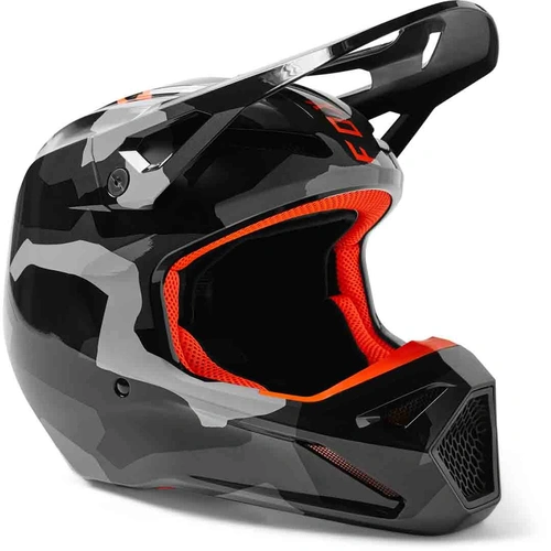 Fox Youth V1 Bnkr DOT/ECE Helmet - Grey/Camo - M - SKU:FO29737033M