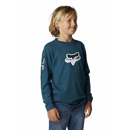 Fox Youth Vizen LS Tee - Heather Matte Blue - L - SKU:FO29989492L
