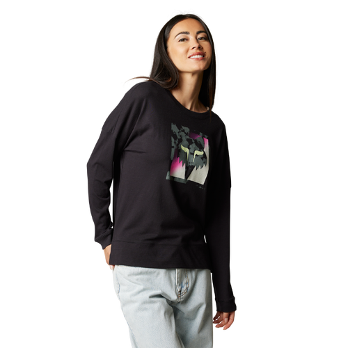 Fox Detonate Womens Knit Top Long Sleeve - Black