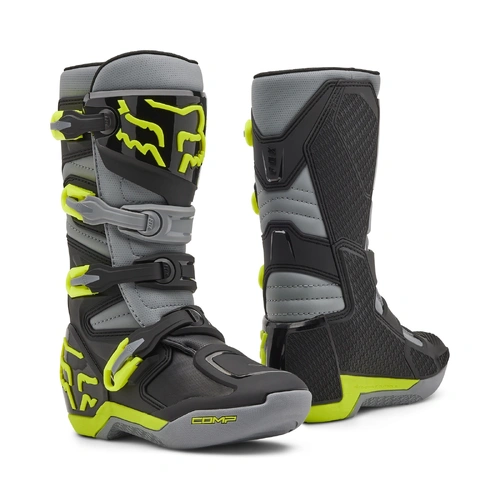 Fox Youth Comp Boot - Grey/Yellow - 2 - SKU:FO304710862