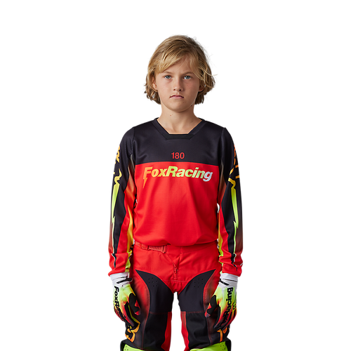 Fox 180 Youth Statk Jersey - Fluro Red