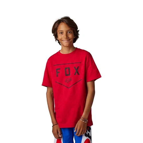 Fox Youth Shield SS Tee - Flame Red - L - SKU:FO30820122L