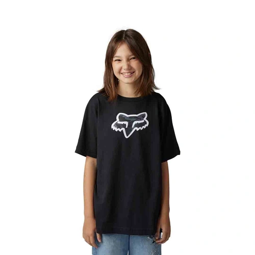 Fox Youth Vzns Camo SS Tee - Black - L - SKU:FO30821001L