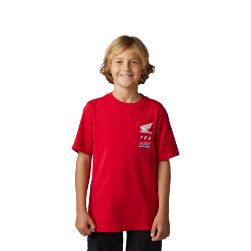 Fox Youth Fox X Honda SS Tee - Flame Red - L - SKU:FO30822122L
