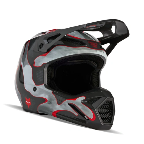 Fox 2024 V1 Atlas Helmet - Grey/Red - L - SKU:FO31376037L