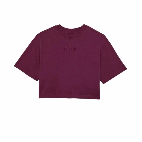 Fox Wordmark Oversized Womens Crop Tee - Sangria - L - SKU:FO31984552L