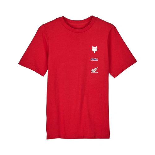 Fox Youth Fox X Honda SS Tee - Flame Red - L - SKU:FO32295122L