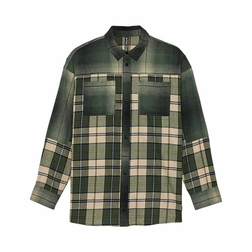 Fox Oversized Womens Flannel - Heather Green