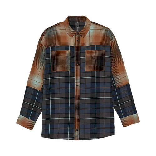 Fox Oversized Womens Flannel - Dark Vintage