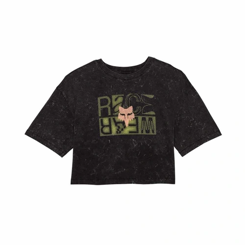 Fox Throttle Oversized Womens Crop - Black - Black