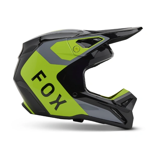 Fox Youth V1 Lean Helmet - Grey/Yellow - L - SKU:FO33046086L