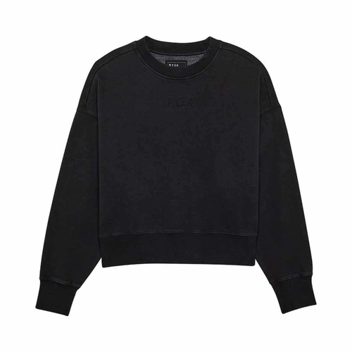 Fox Wordmark Oversized Womens Fleece Crew - Black