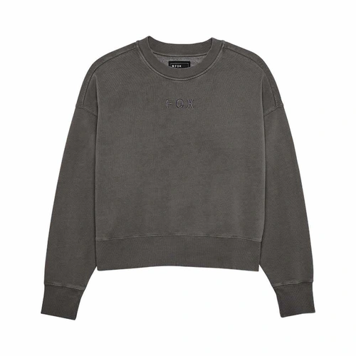 Fox Wordmark Oversized Womens Fleece Crew - Pewter