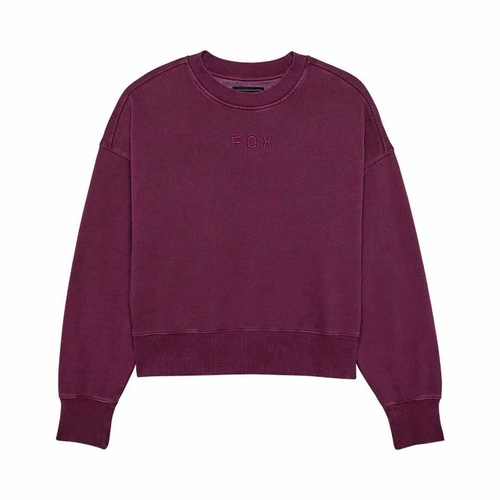 Fox Wordmark Oversized Womens Fleece Crew - Sangria