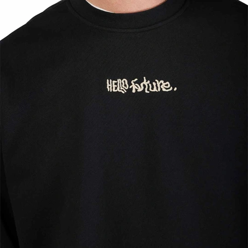 Fox Hello Future Oversized Fleece Crew - Black