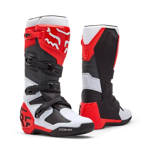 Fox 2026 Comp MX Boots - White/Fluro Red
