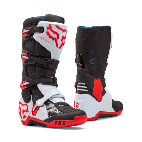 Fox 2026 Motion MX Boots - White/Fluro Red