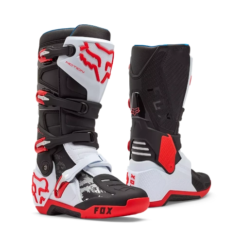 Fox 2026 Motion MX Boots - White/Fluro Red - 6 - SKU:FO363630476