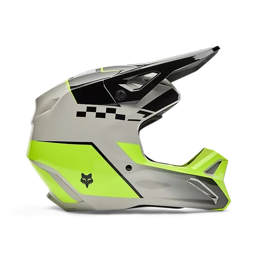 Fox 2026 Youth V1 Collect MX Helmet - Grey/Yellow - YM - SKU:FO36379086M