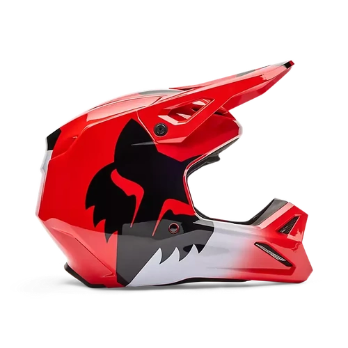 Fox 2026 Youth V1 Shield MX Helmet - Fluro Red