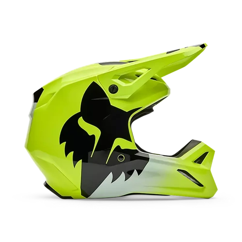 Fox 2026 Youth V1 Shield MX Helmet - Fluro Yellow - YS - SKU:FO36387130S