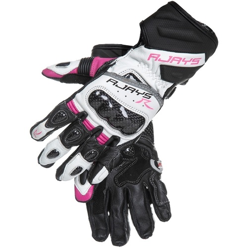 Rjays Long White Pink and Black Long Gloves - Women Specific - Small - Adult - Black/Pink/White - SKU:GL68BKPKDS