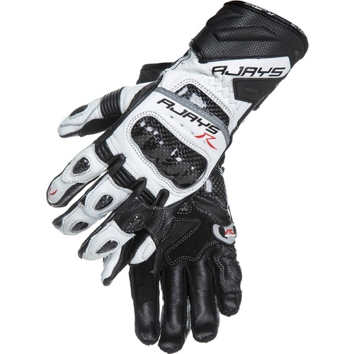 Rjays Cobra II Ladies White and Black Long Gloves - Women Specific - Medium - Adult - White/Black - SKU:GL68BKWHDM