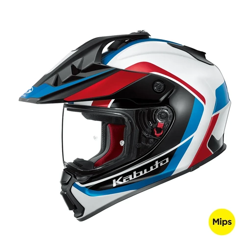 Kabuto Geosys GT MIPS Block Adventure Helmet - White/Red/Blue
