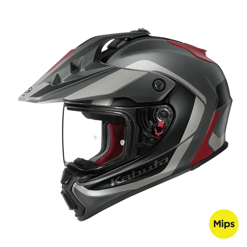 Kabuto Geosys GT MIPS Block Adventure Helmet - Gunmetal Red