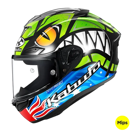 Kabuto F17 GP MIPS Remy Full Face Helmet - Green/Blue