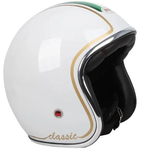 RXT A611C Classic Italy Open Face Helmet (No Studs) - White/Green/Red - L