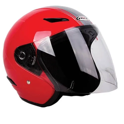RXT A218 Metro Retro Helmet - Red/Silver Stripe - XL