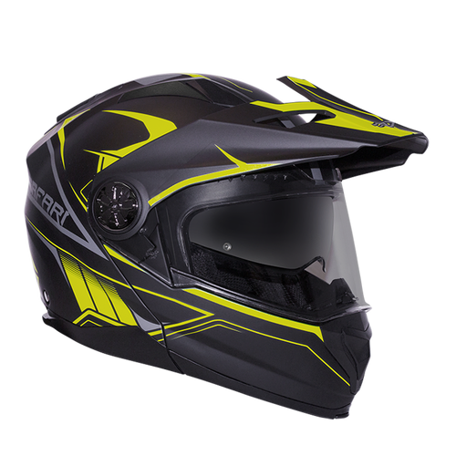 RXT 909P Safari Modular Helmet - Matt Black/Neon Yellow - S