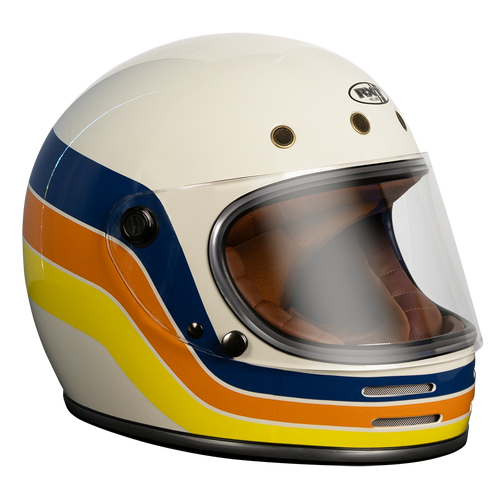 RXT A751 Stone Retro Classic Full Face Helmet - Blue/Yellow Stripe - S - SKU:HRSTO123