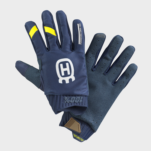 Husqvarna Ridefit Gotland Gloves - Blue/Yellow - M - SKU:HUS3HS210004703