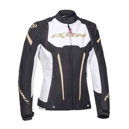 Ixon Ladies Striker Black White Gold Jacket - Women Specific - White - Medium - Adult  - SKU:IX100102054110604