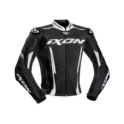 Ixon Vortex 2 Black White Leather Jacket - White - Adult  - SKU:IX100201040101505