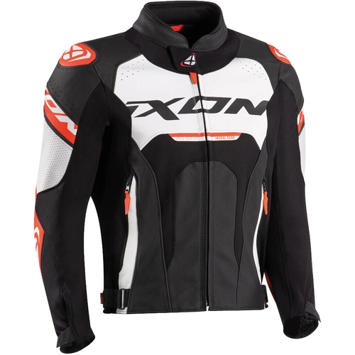 Ixon Jackal Leather Jacket - White/Red/Black - L - SKU:IX100201054201705