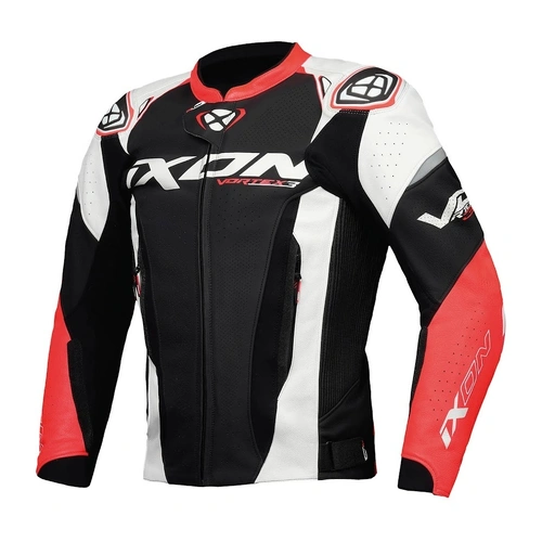 Ixon Vortex 3 Leather Jacket - Black/White/Red - S - SKU:IX100201059102703